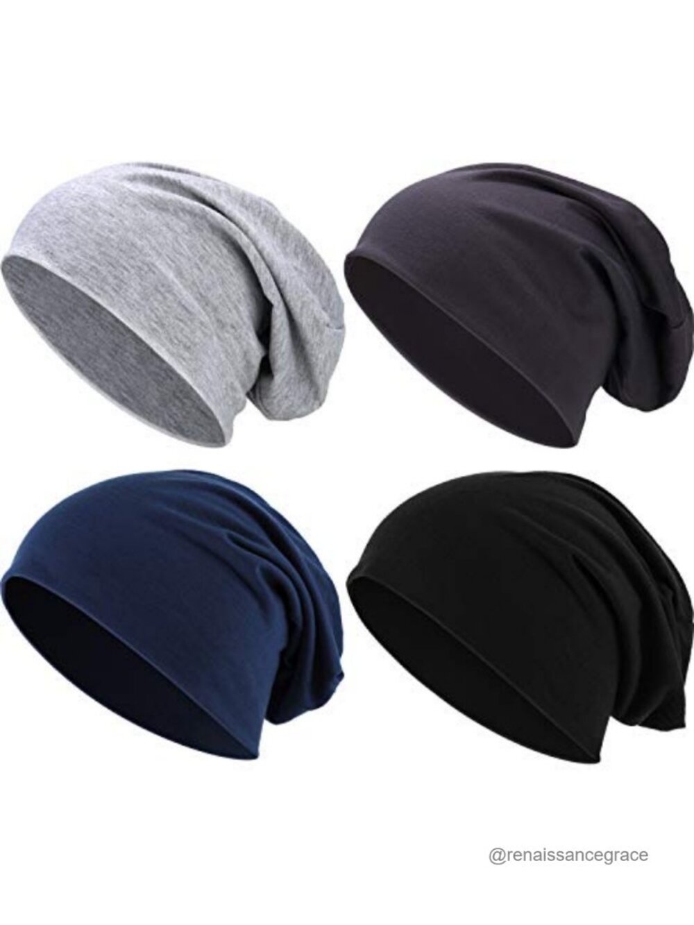 4 Pack Slouchy Beanie Knit Cap Soft Stretchy Sleep Hat